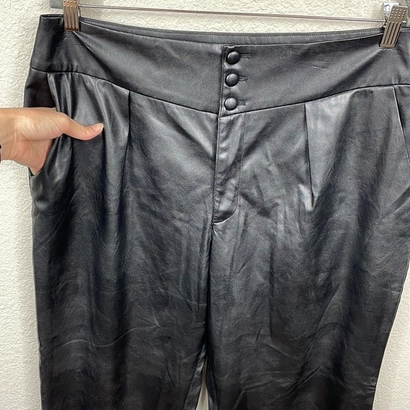 New Paige Jazz Black Vegan Faux Leather Pants High Rise Straight Leg Sz 12 - Picture 6 of 14
